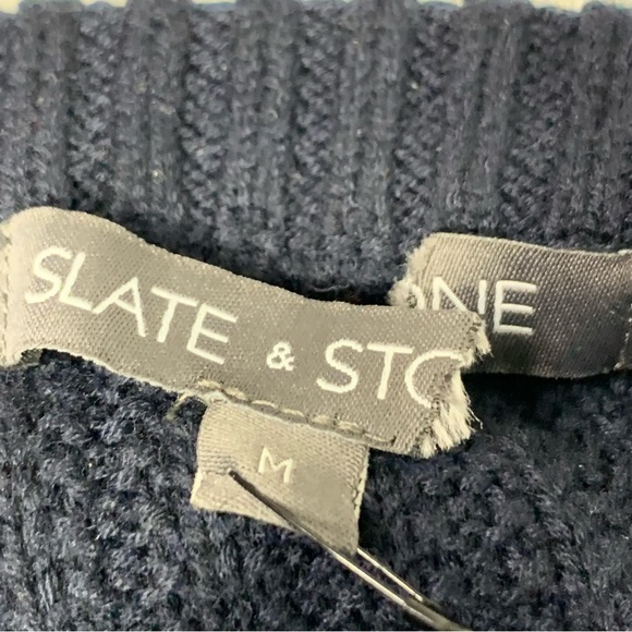 Slate & Stone Textured Weave Crew Neck Sweater in Navy - Picture 8 of 10